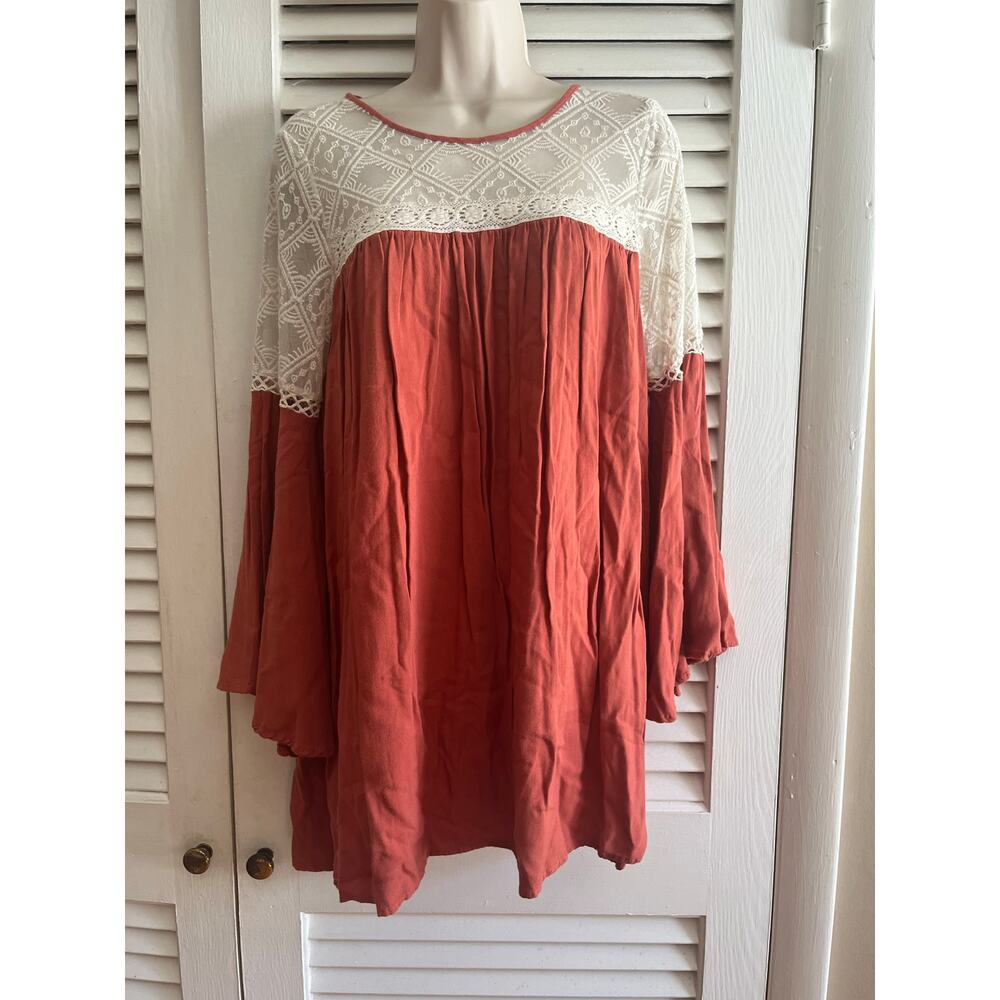Gorgeous and feminine Umgee USA lace bodice‎ tunic/dress M Perfect fall color